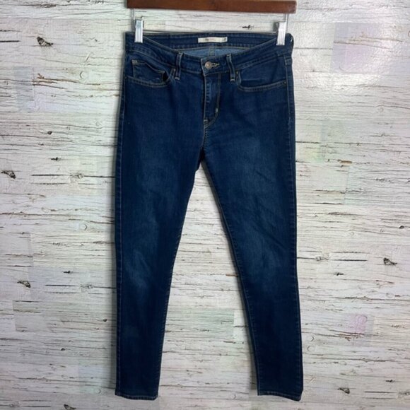 Levis 721 High Rise Skinny Womens Jeans Size 27 Blue Denim Stretch - Picture 1 of 8